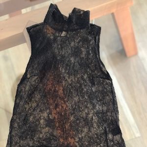 Sleeveless Mesh Top with Tie Waist